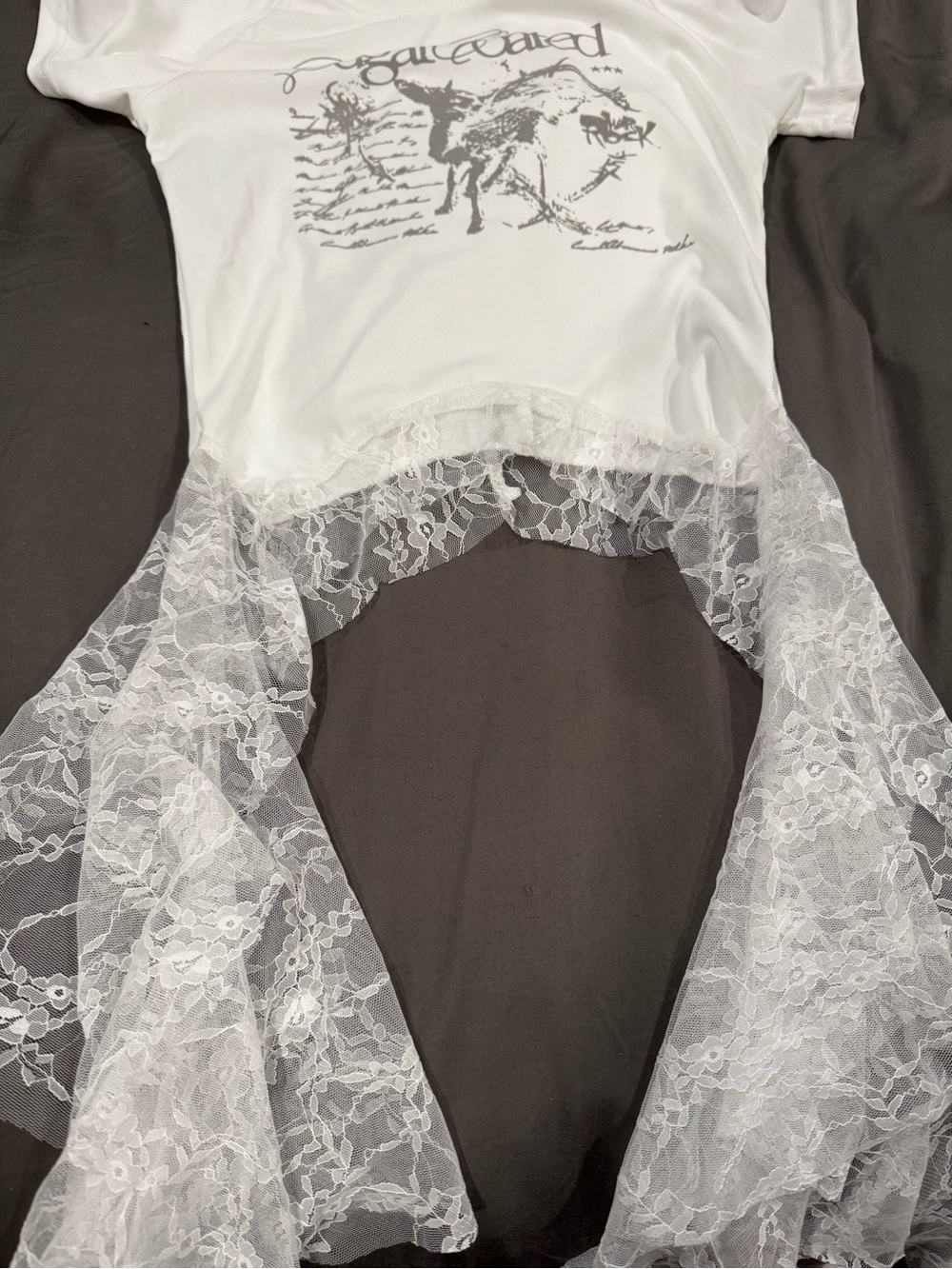 White Lace-Hem Graphic Tee - Picture 5 of 6